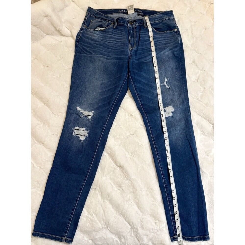 Ava & Viv Jeans Womens Size 14W Blue Skinny High Rise Stretch Dark Wash Denim